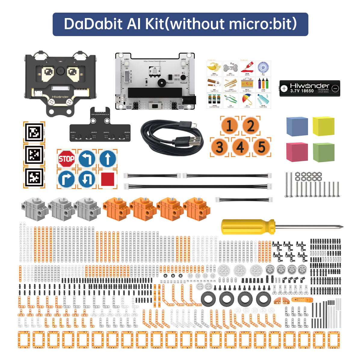 DaDa:bit AI Programmable Building Block Kit Powered by micro:bit with WonderCam AI Vision Module Supports Sensor Expansion