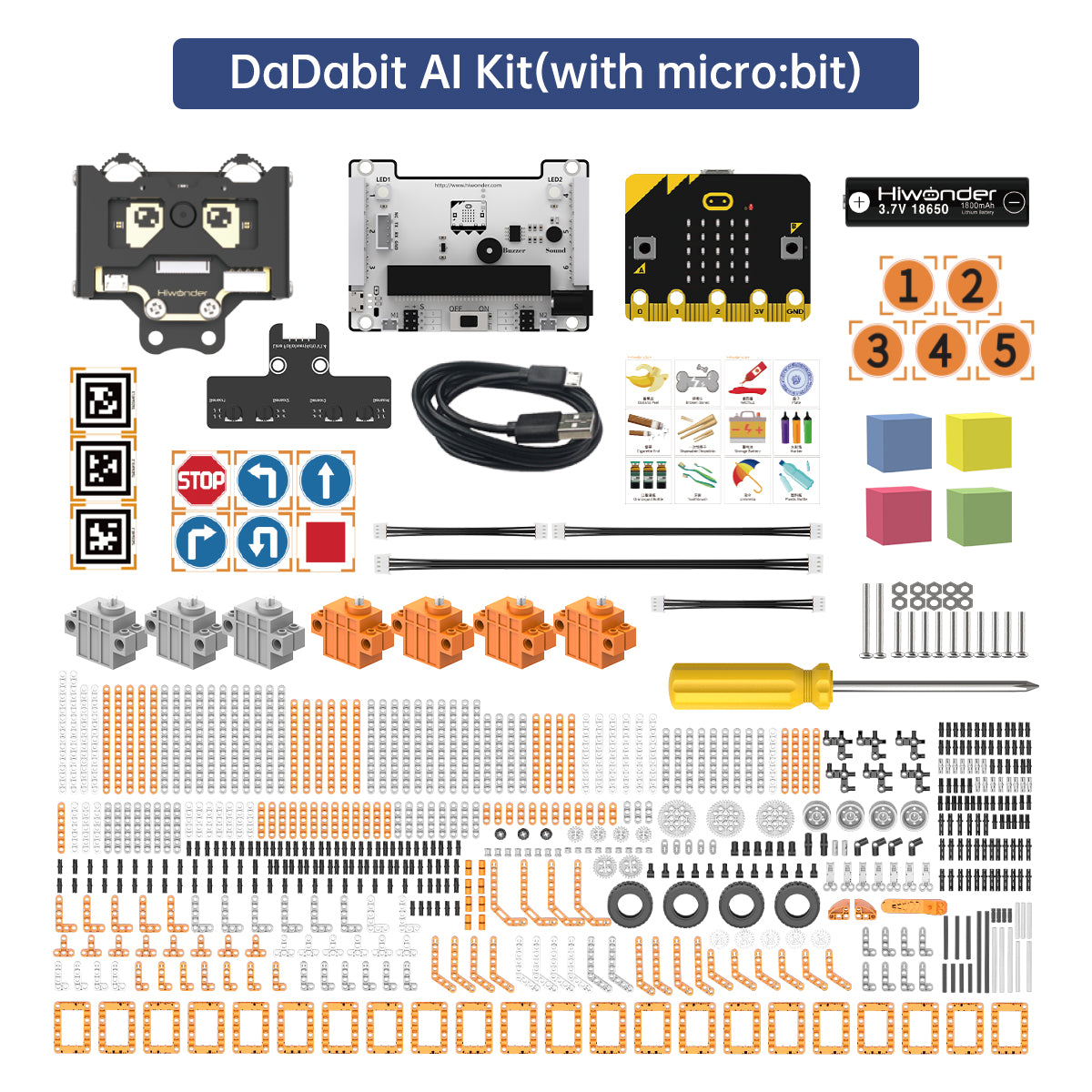DaDa:bit AI Programmable Building Block Kit Powered by micro:bit with WonderCam AI Vision Module Supports Sensor Expansion