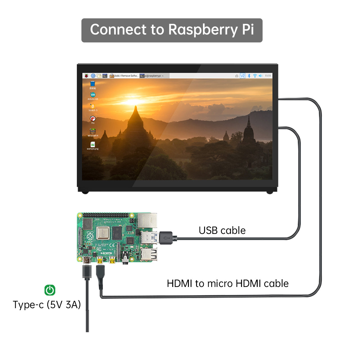 Hiwonder 7-inch HD Touch Screen Compatible with ROS, Raspberry Pi and Jetson Nano Robots