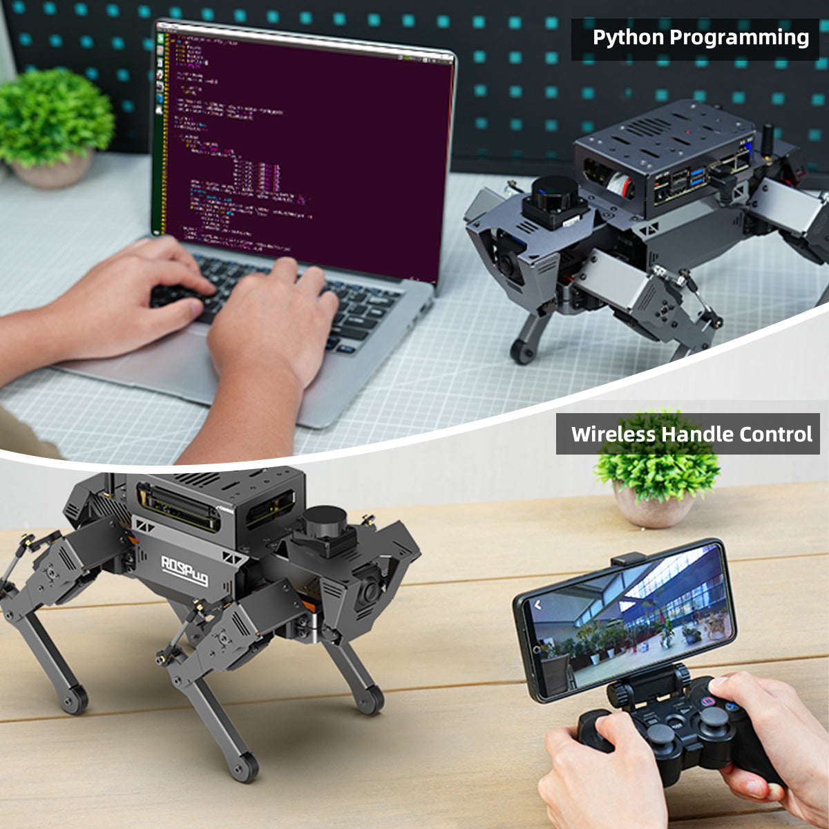 ROSPug Quadruped Bionic Robot Dog Powered by Jetson Nano ROS Open Source Python Programming