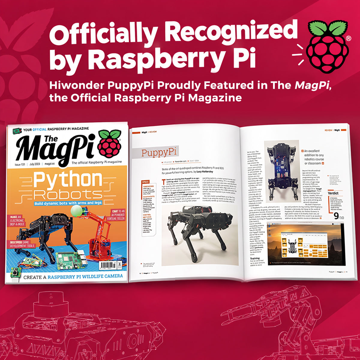 Hiwonder PuppyPi ROS Quadruped Robot with Raspberry Pi, Integrated with Large AI Model (ChatGPT), Supports AI Vision, Voice Interaction, LiDAR, and Robotic Arm Attachment
