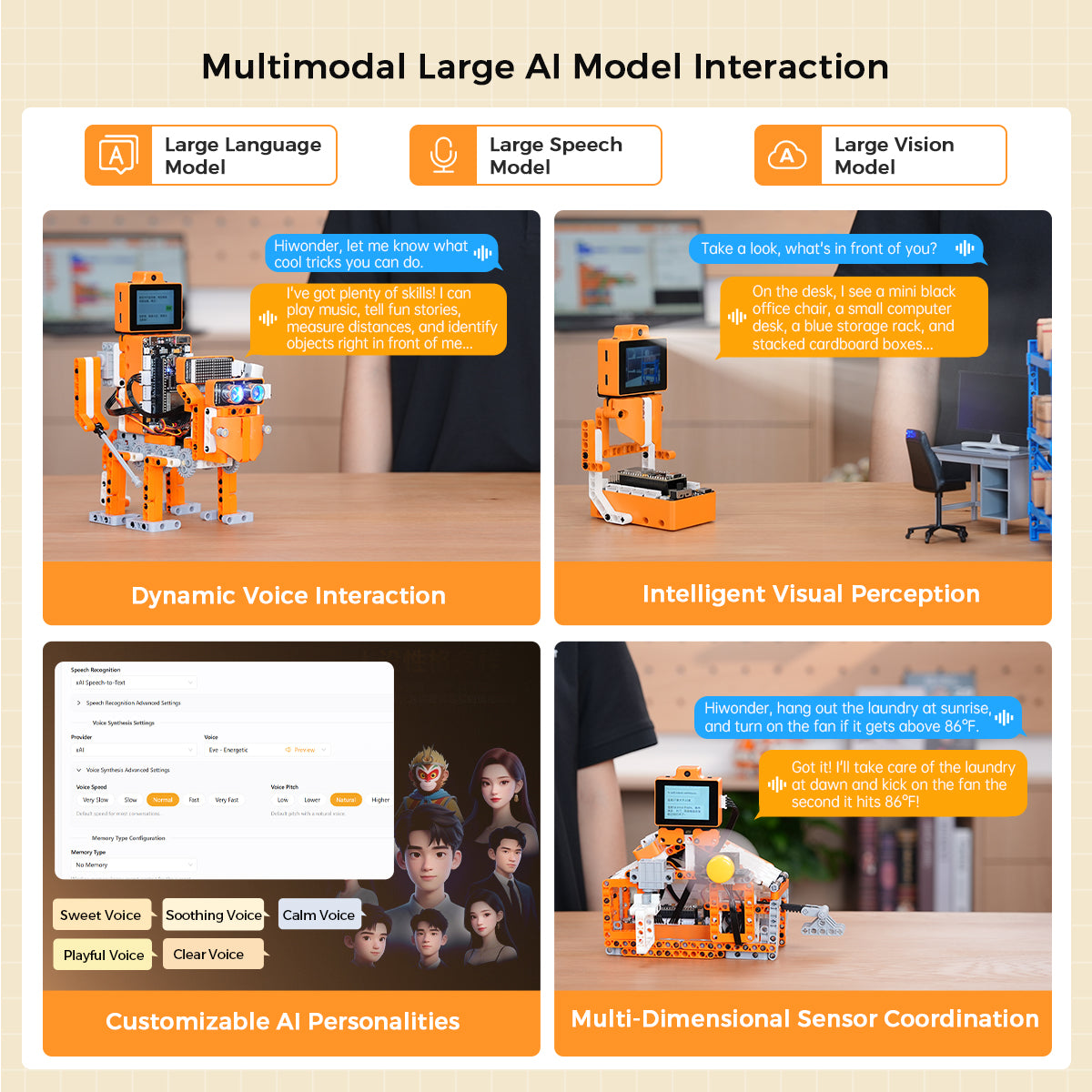 Hiwonder ESP32+Sensor Kit for Electronic Building Block & Programmable Robot Car, with WonderLLM AI Module