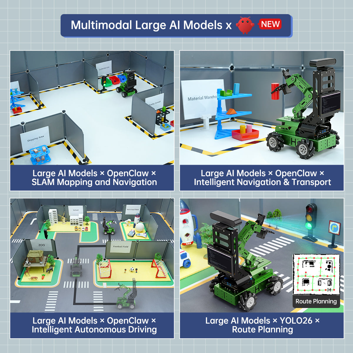 Hiwonder JetAuto Pro AI Robot Car with 6DOF Vision Robotic Arm, Support ROS1 ROS2, with Large AI Model (ChatGPT), SLAM Mapping/Navigation, AI Voice Interaction, Intelligent Sorting
