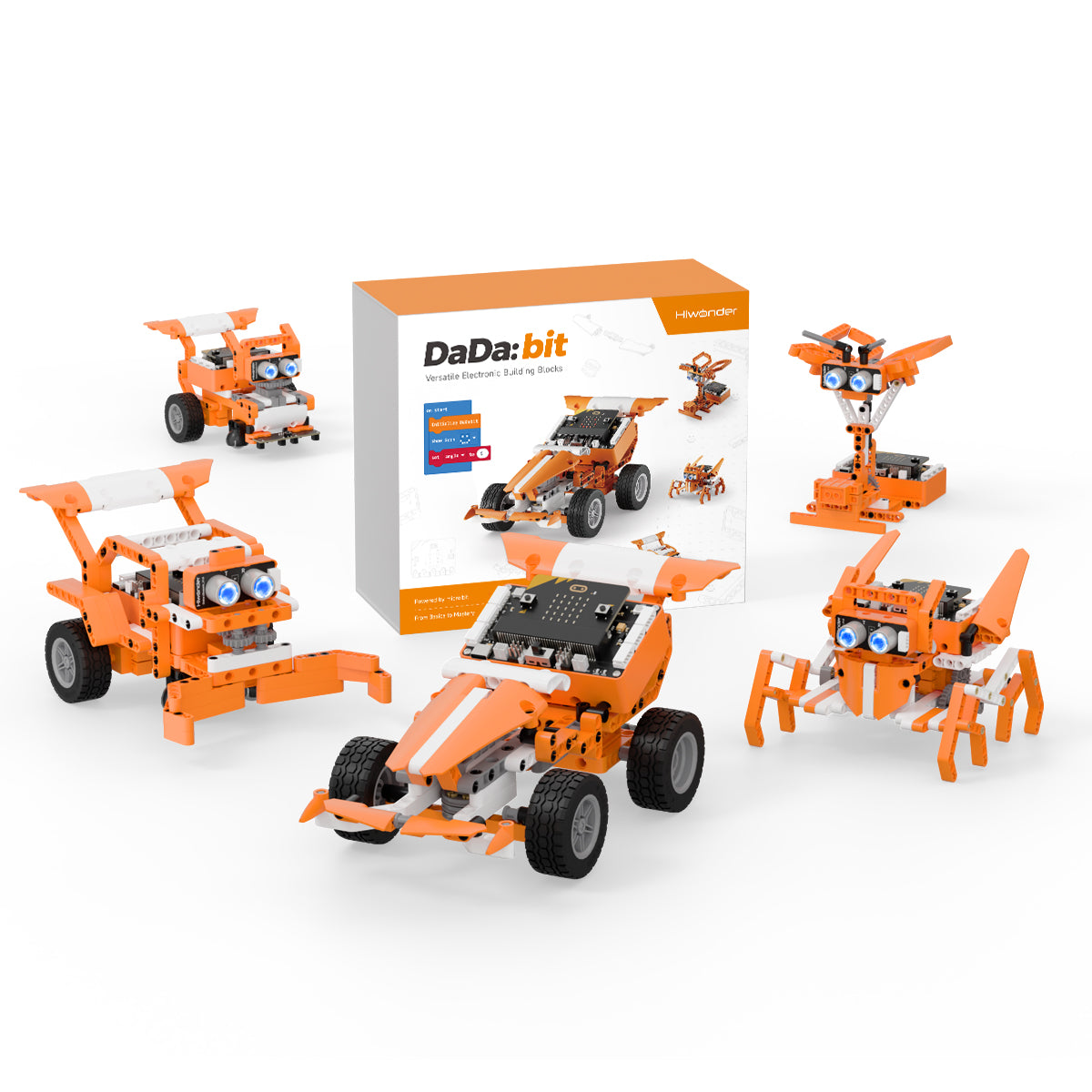 Hiwonder DaDa:bit V2 Programmable Robotics & Electronic Block Kit for Beginners, Powered by micro:bit V2, with Expansion Board