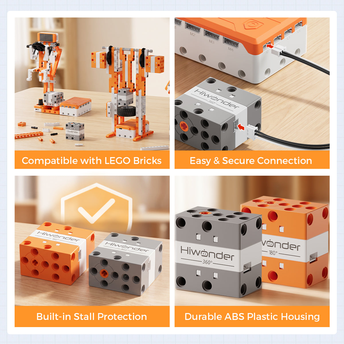 AiBlock Servo & Motor – 180° Precision Servo, 360° Continuous-Rotation Motor, PWM Control & Built-In Stall Protection