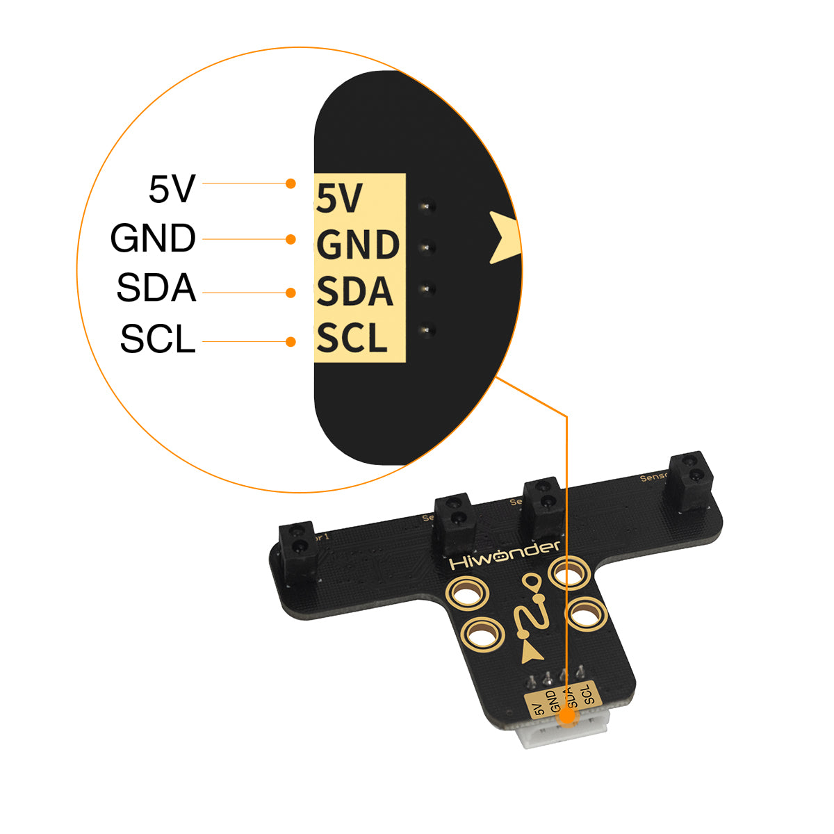 Hiwonder 4-Channel IR Line Follower Sensor – I2C Module for Line Following Robot