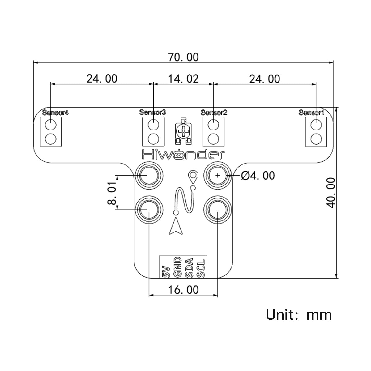 Hiwonder 4-Channel IR Line Follower Sensor – I2C Module for Line Following Robot