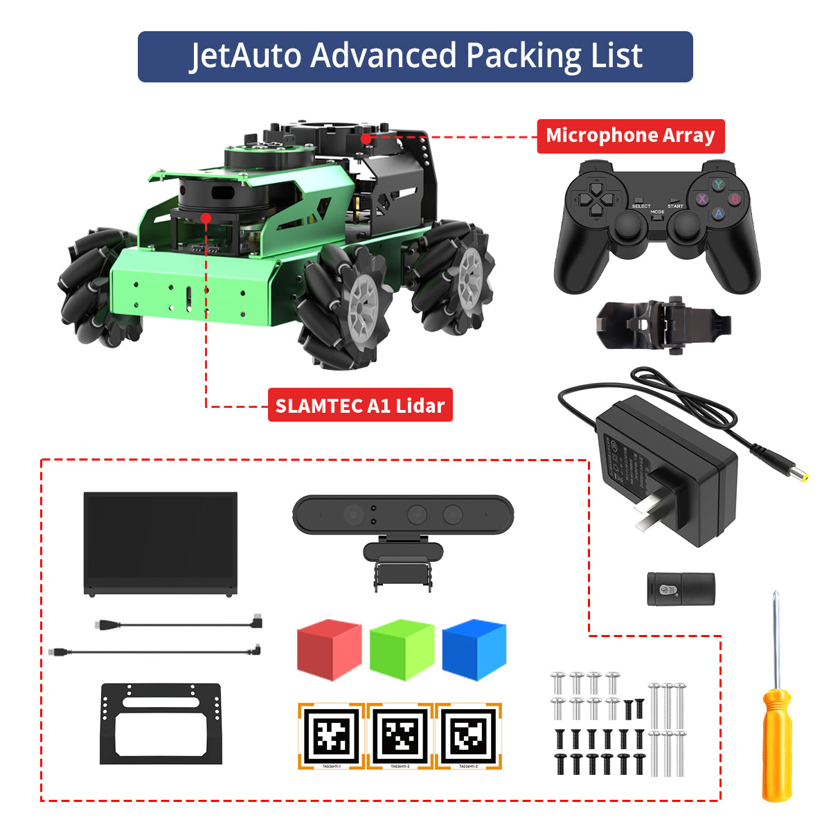 Hiwonder JetAuto AI Robot Kit, NVIDIA Jetson/Raspberry Pi 5 Powered ROS Educational Robot with OpenClaw & Multimodal AI Model (ChatGPT...), Voice Control, SLAM & AI Vision