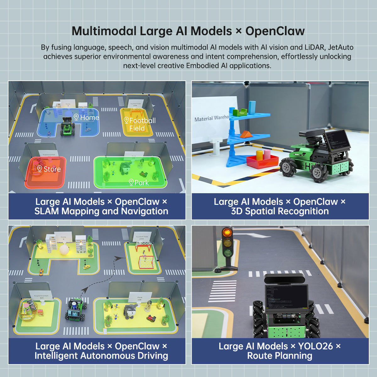 Hiwonder JetAuto AI Robot Kit, NVIDIA Jetson/Raspberry Pi 5 Powered ROS Educational Robot with OpenClaw & Multimodal AI Model (ChatGPT...), Voice Control, SLAM & AI Vision