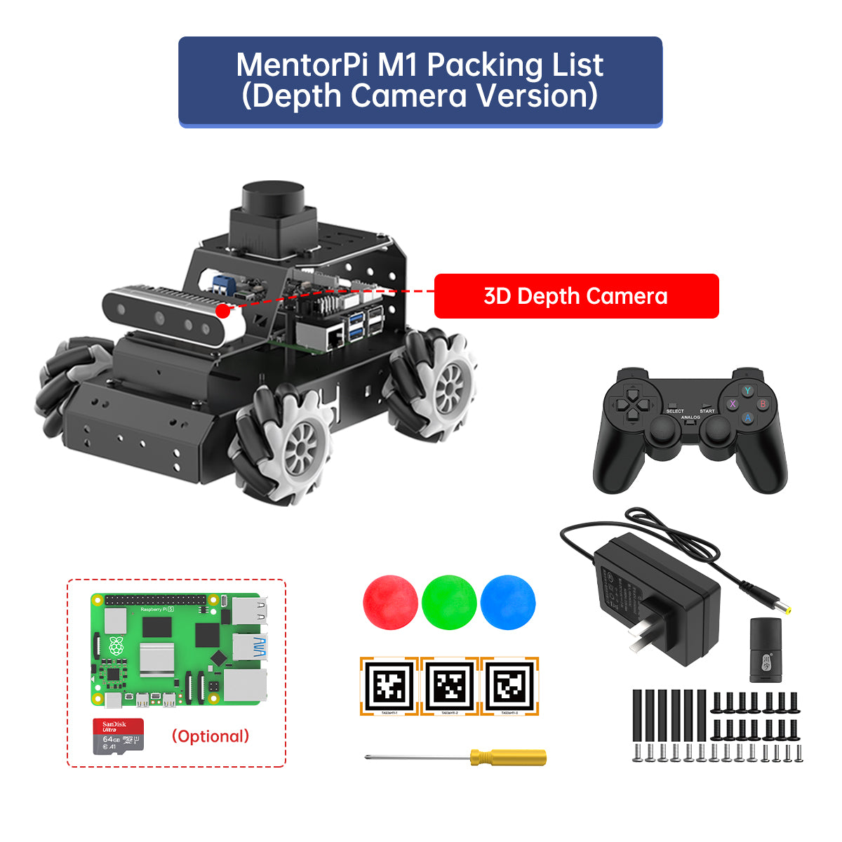 Hiwonder MentorPi M1 Raspberry Pi Robot Car – Mecanum wheel ROS2 Robot, with Large AI Model ChatGPT, SLAM and AI Vision and Voice Interaction