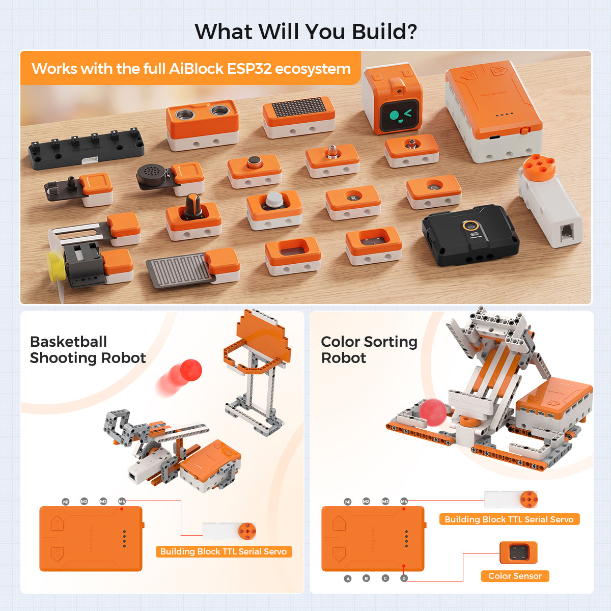 AiBlock Building Block TTL Serial Servo – 2-in-1 Servo & Motor, Angle Feedback, Scratch & MicroPython Support