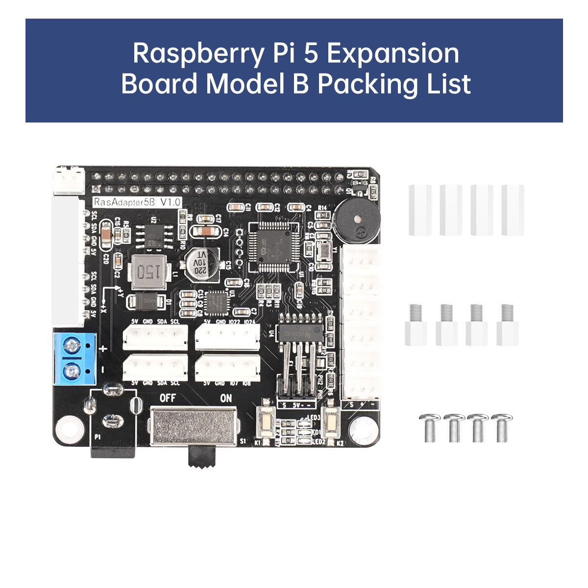 Raspberry Pi 5 Expansion Board Model B Packing List