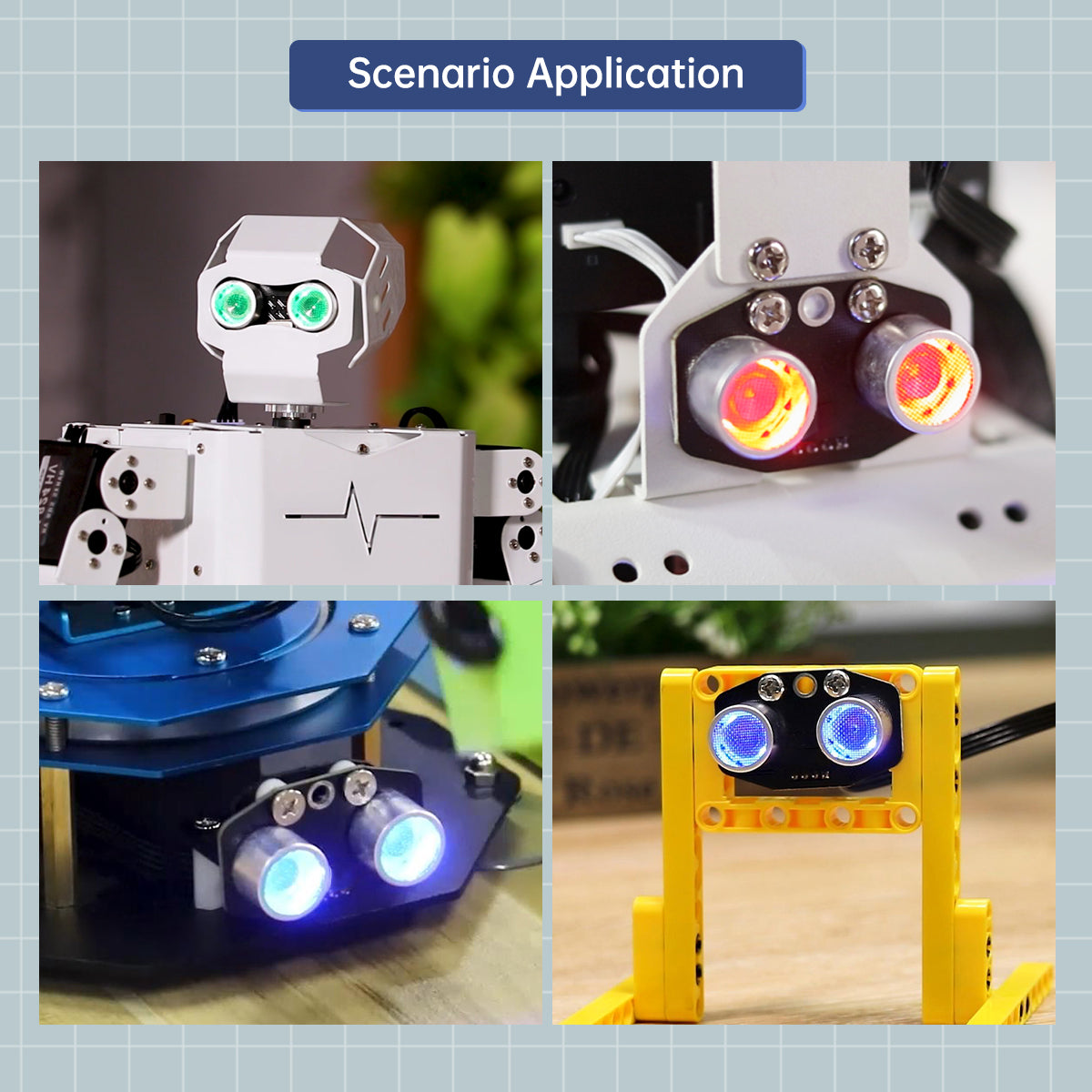 Hiwonder Glowy Ultrasonic Sensor Module for Distance Measurement Programming Robot Car with Obstacle Avoidance