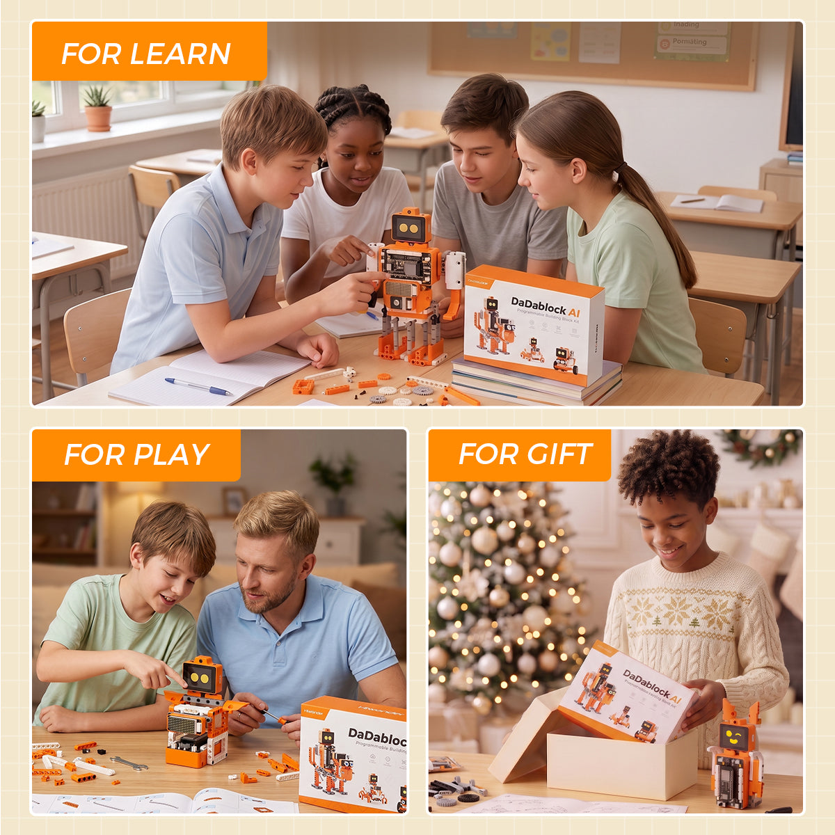 Hiwonder DaDablock AI Large Model Building Block Kit, Powered by ESP32, Supports Scratch & Python, Vision & Voice Interaction
