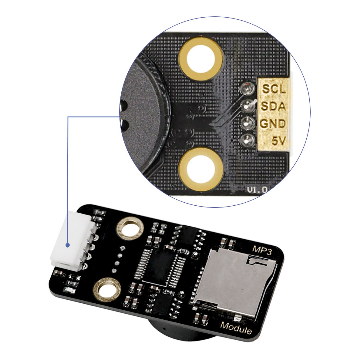 MP3 Module: Hiwonder Programming Music Player Module/Support TF Card/MP3 WAV Decoding