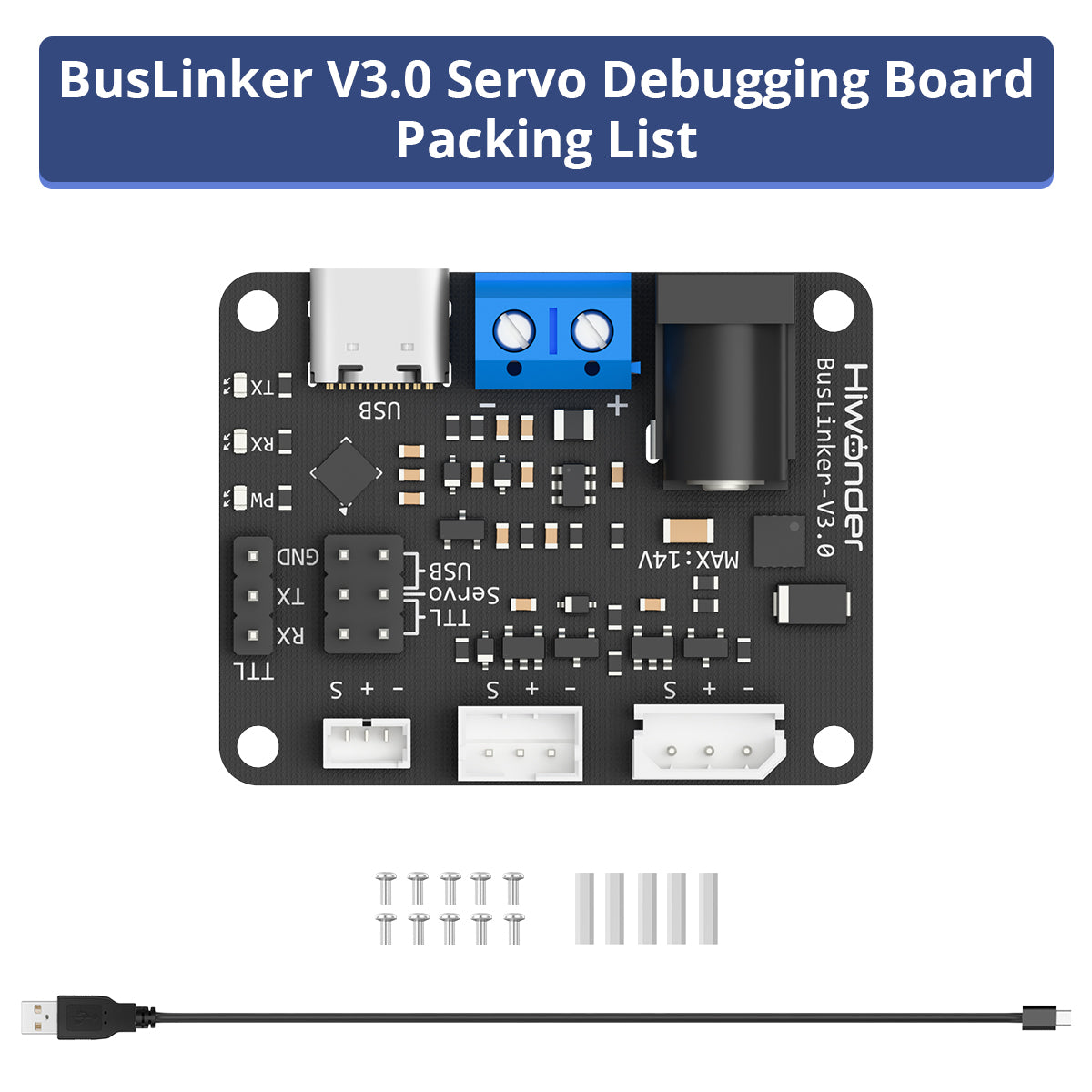 BusLinker V3.0 Servo Debugging Board Packing List