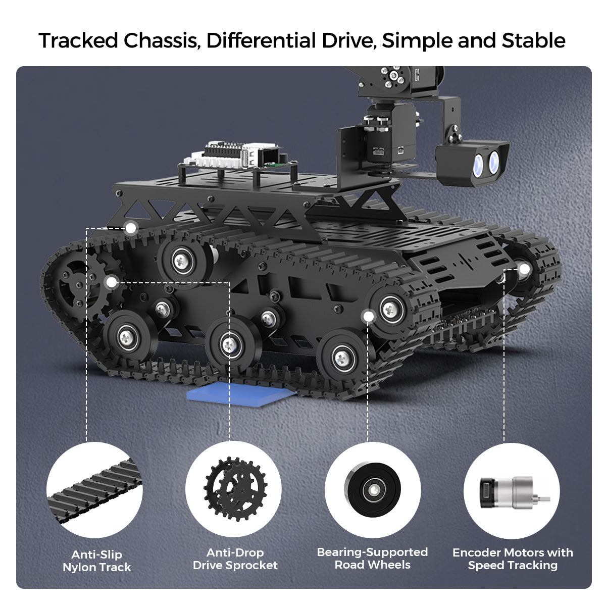 Hiwonder Tankbot Large AI Model Tank Robot Car with Robotic Arm, ESP32 Controller, Vision & Voice Interaction