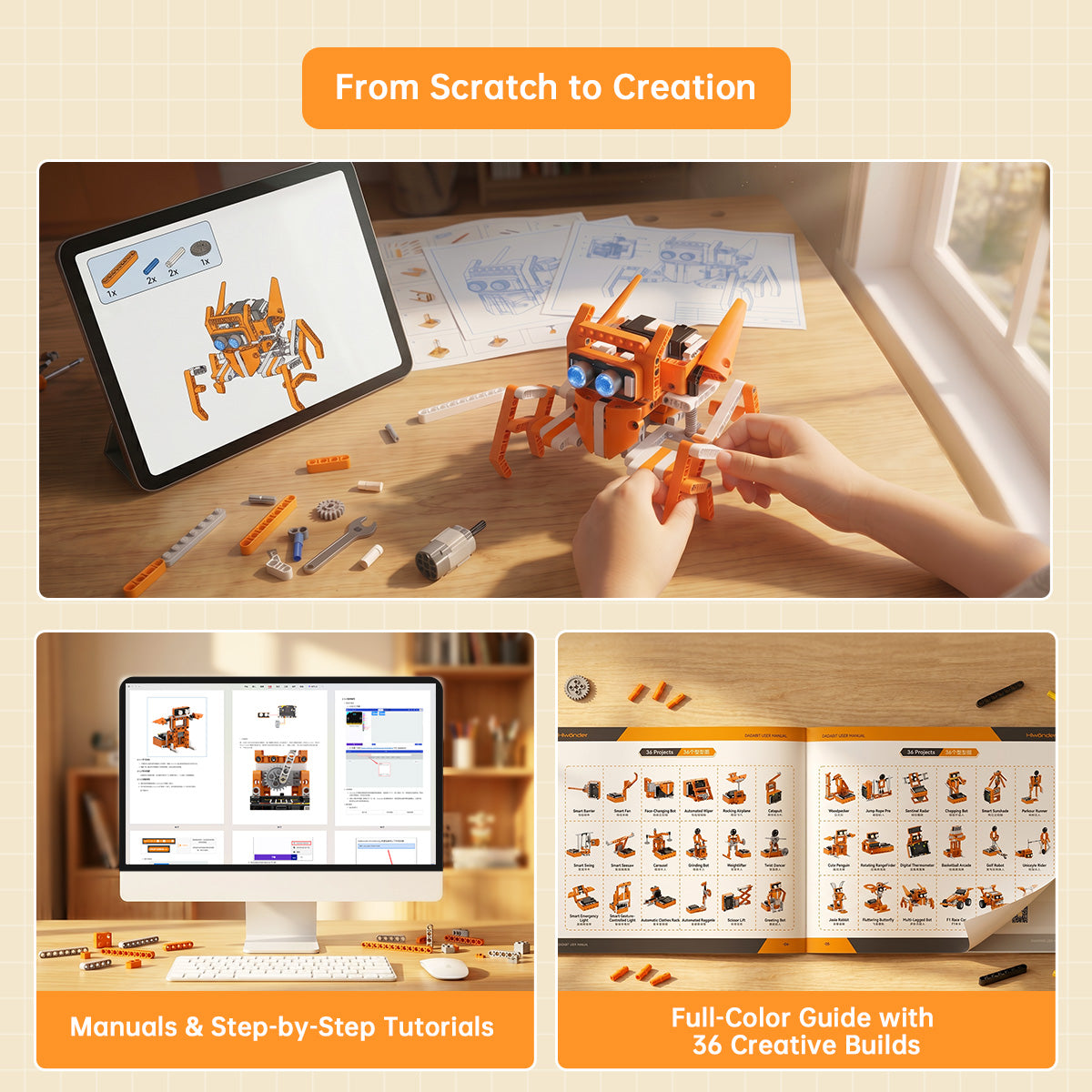 Hiwonder DaDa:bit V2 Programmable Robotics & Electronic Block Kit for Beginners, Powered by micro:bit V2, with Expansion Board