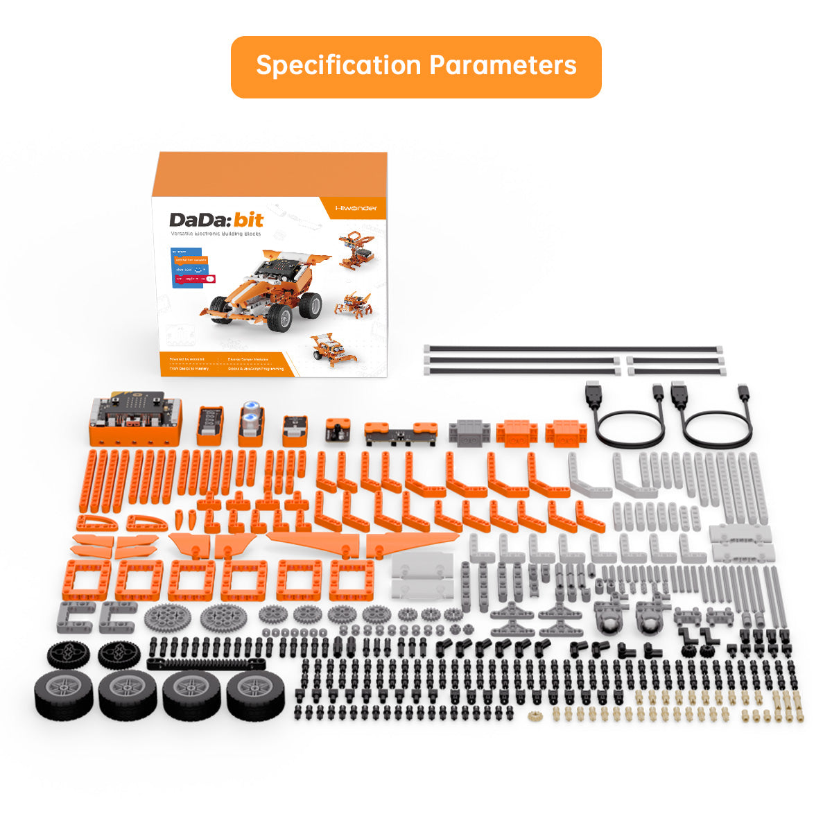 Hiwonder DaDa:bit V2 Programmable Robotics & Electronic Block Kit for Beginners, Powered by micro:bit V2, with Expansion Board