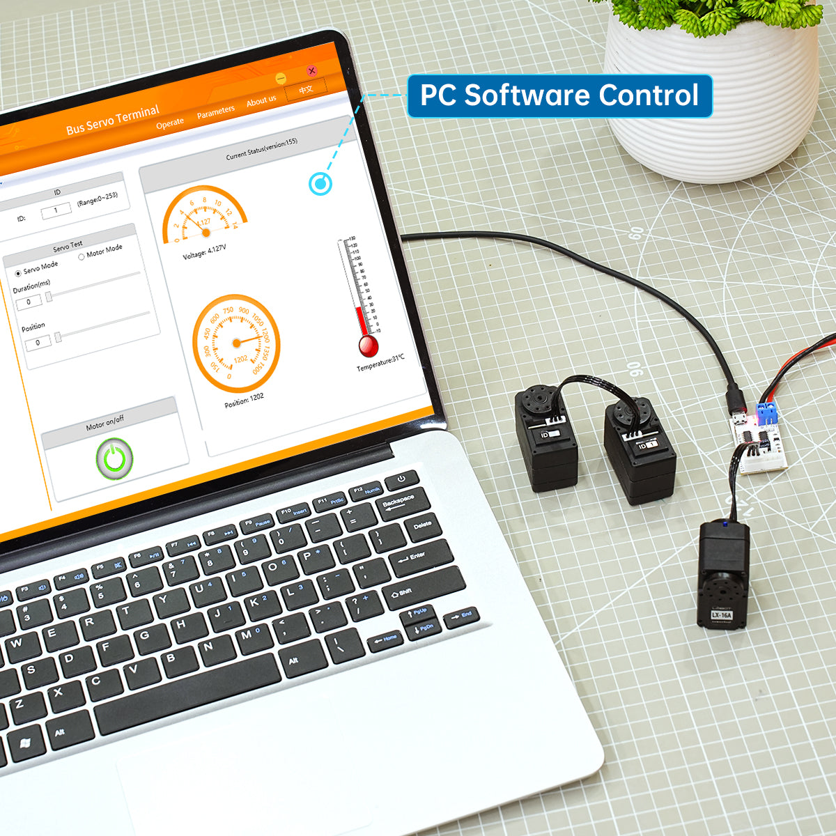 Hiwonder LX-16A Full Metal Gear Serial Bus Servo with Real-Time Feedback Function for RC Robot( Control Angle 240)