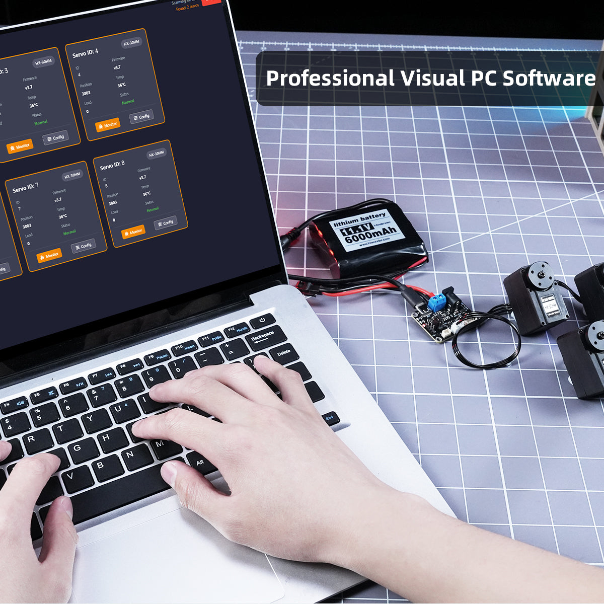 Hiwonder HX-10HM Magnetic Encoder Intelligent Serial Bus Servo with Double Shaft, High-Voltage Serial, 10KG Torque, 360° Angle Control with Feedback