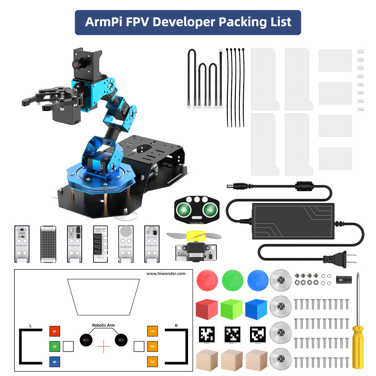 Hiwonder ArmPi FPV AI Vision Raspberry Pi ROS Robotic Arm with Python Open Source