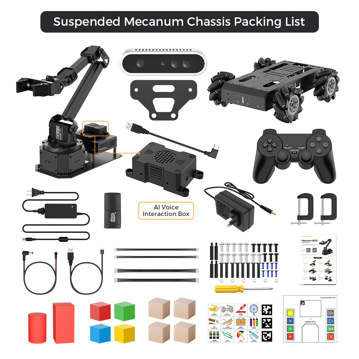 Hiwonder NexArm ROS Robotic Arm VLA Embodied AI Suspended Mobile Chassis Open-Source Kit with NVIDIA/Raspberry Pi & ESP32 Dual-Controller Design, Multimodal Large AI Models & OpenClaw