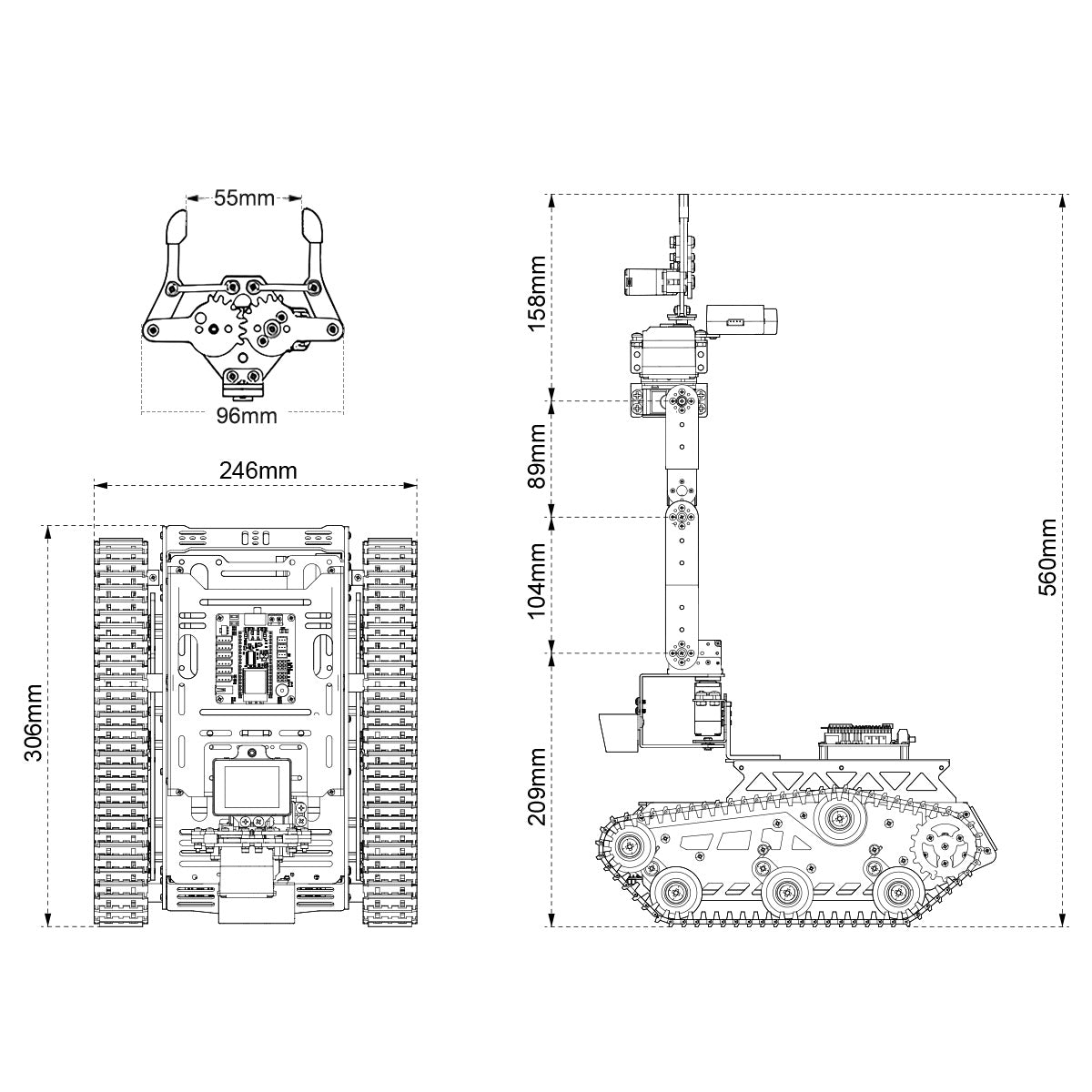 Hiwonder Tankbot Large AI Model Tank Robot Car with Robotic Arm, ESP32 Controller, Vision & Voice Interaction