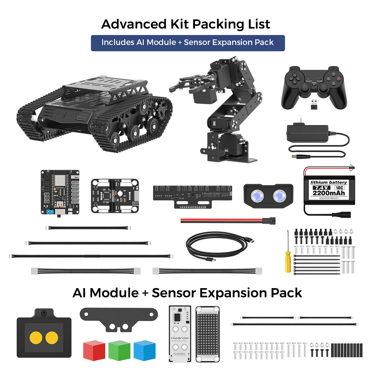 Hiwonder Tankbot Large AI Model Tank Robot Car with Robotic Arm, ESP32 Controller, Vision & Voice Interaction