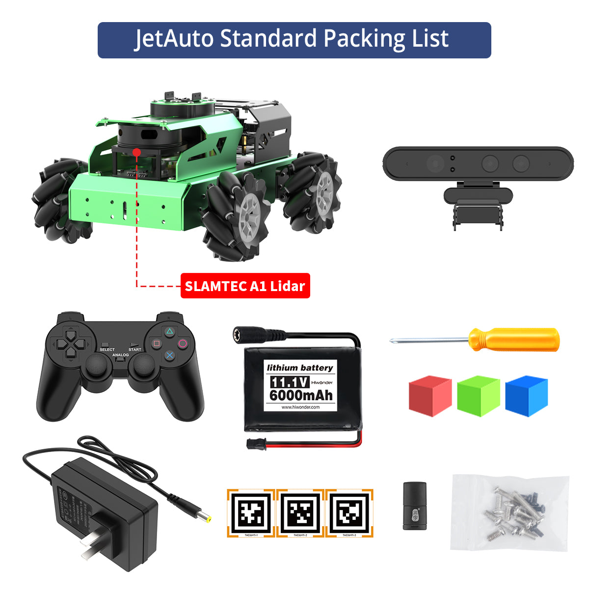 Hiwonder JetAuto ROS Robot Car Powered by Jetson Nano with Lidar Depth Camera Touch Screen, Support SLAM Mapping and Navigation