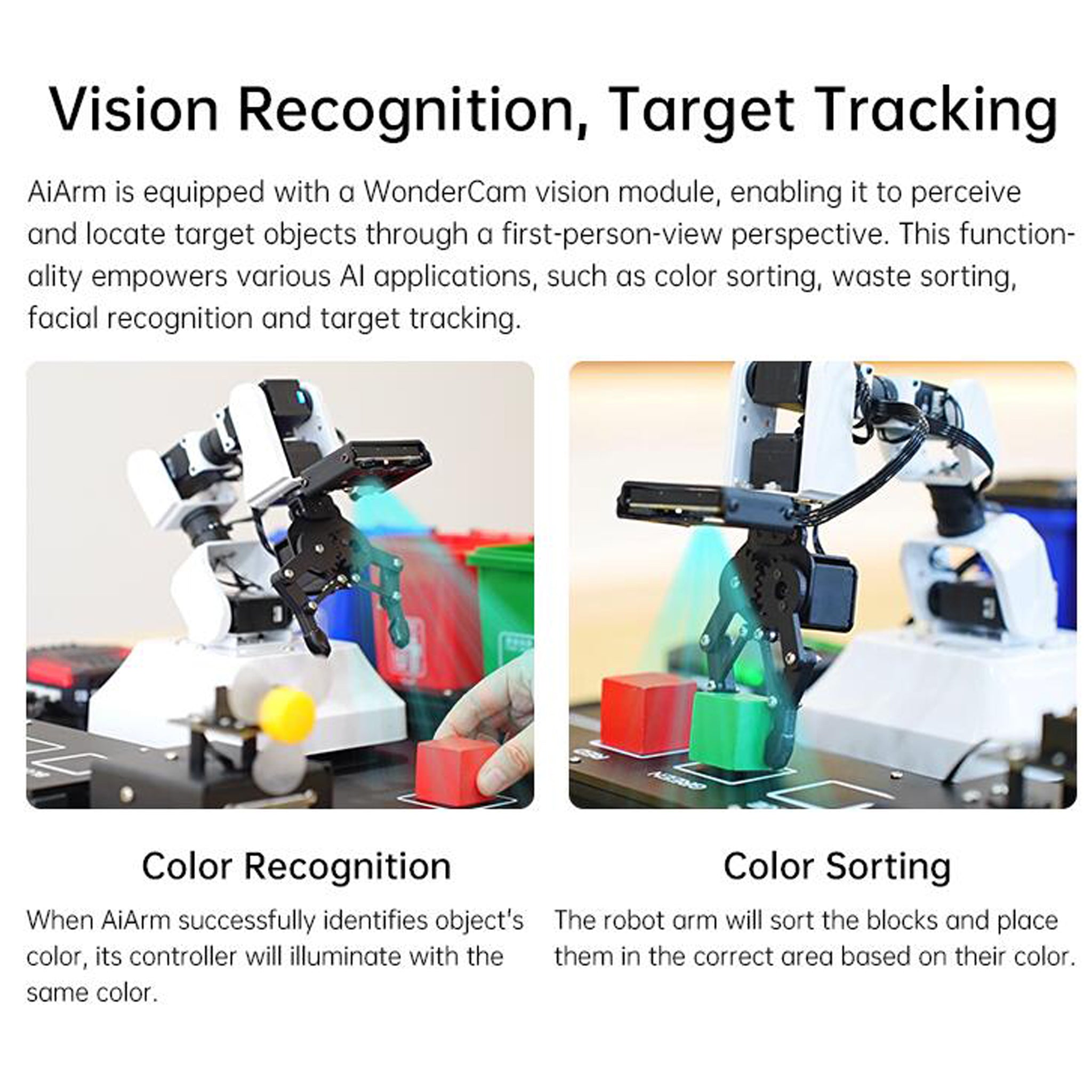 Hiwonder AiArm Vision Robot Arm Kit for Education Demonstration Support Scratch and Python