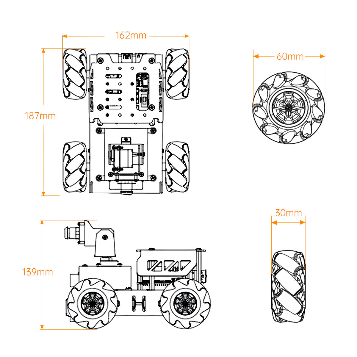 Hiwonder TurboPi Raspberry Pi 5 Omnidirectional Mecanum Wheels Robot Car Kit with Camera, Open Source, Python for Beginners