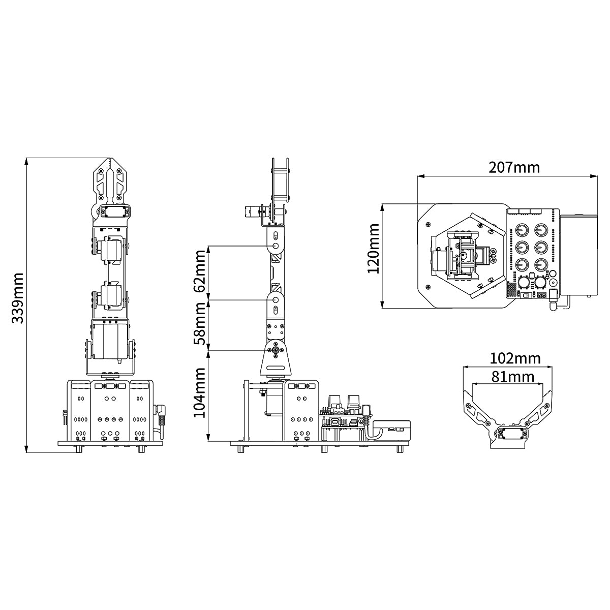 miniArm Open Source AI Robotic Arm Support Sensor Expansion, Arduino Programming