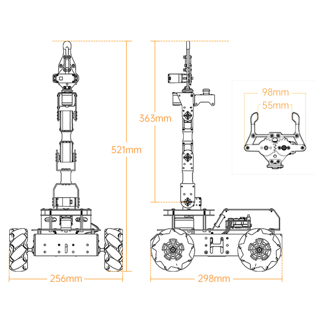 Hiwonder ArmPi Pro Raspberry Pi ROS Robotic Arm Developer Kit with 4WD Mecanum Wheel Chassis Open Source Robot Car