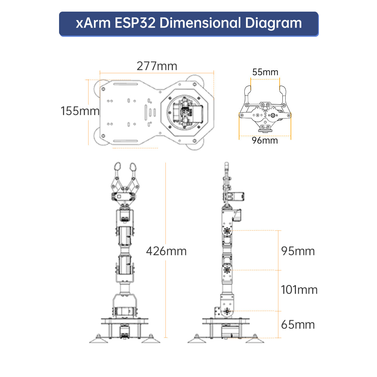 xArm ESP32 Bus Servo Robotic Arm Powered by Open-source ESP32 Python Programmable Robot