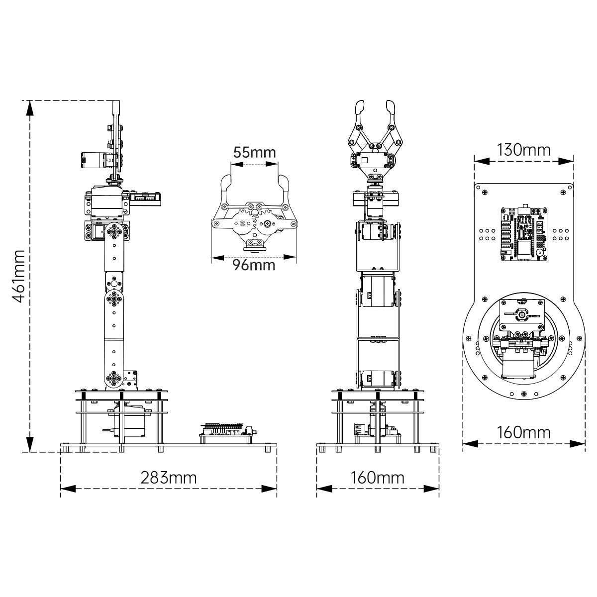 Technical drawing of a mechanical component with dimensions labeled