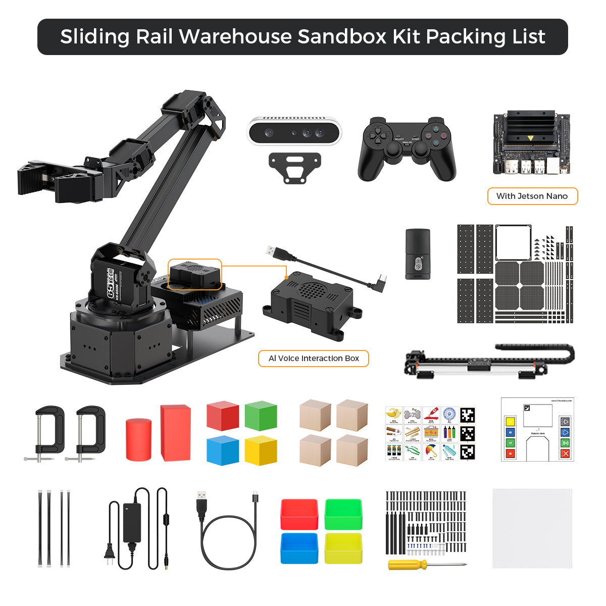 Sliding Rail Warehouse Sandbox Kit Packing List
