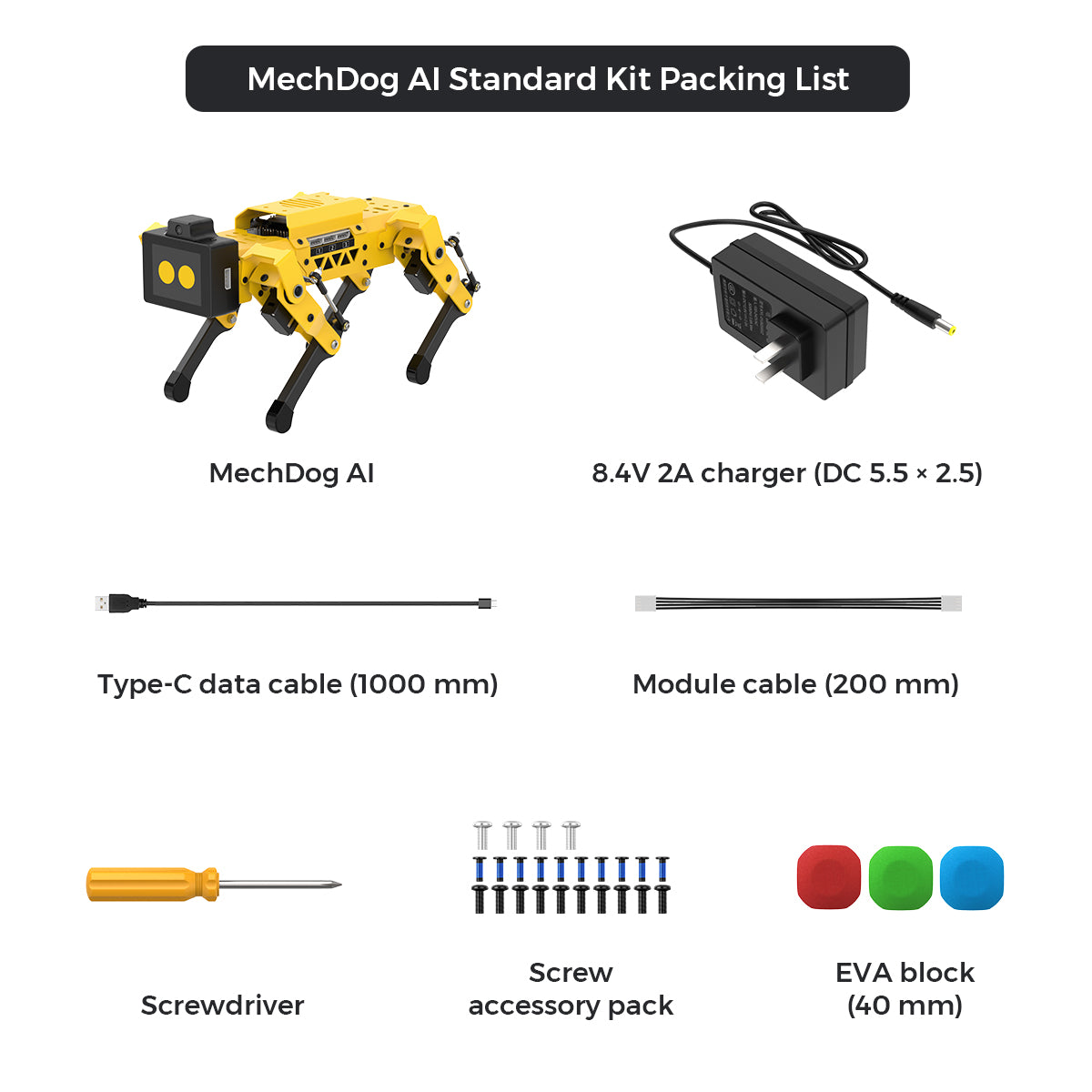 MechDog Al Standard Kit Packing List