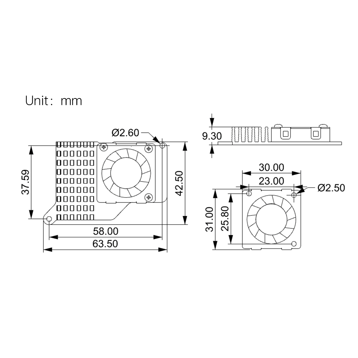 Raspberry Pi 5 Active Heat Sink with PWM Variable Speed Fan Aluminium Alloy Base Pi5 Dedicated Heat Sink