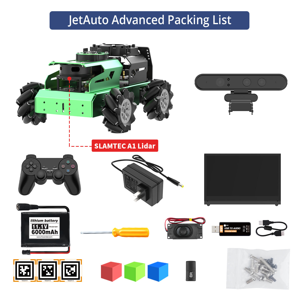 Hiwonder JetAuto ROS Robot Car Powered by Jetson Nano with Lidar Depth Camera Touch Screen, Support SLAM Mapping and Navigation