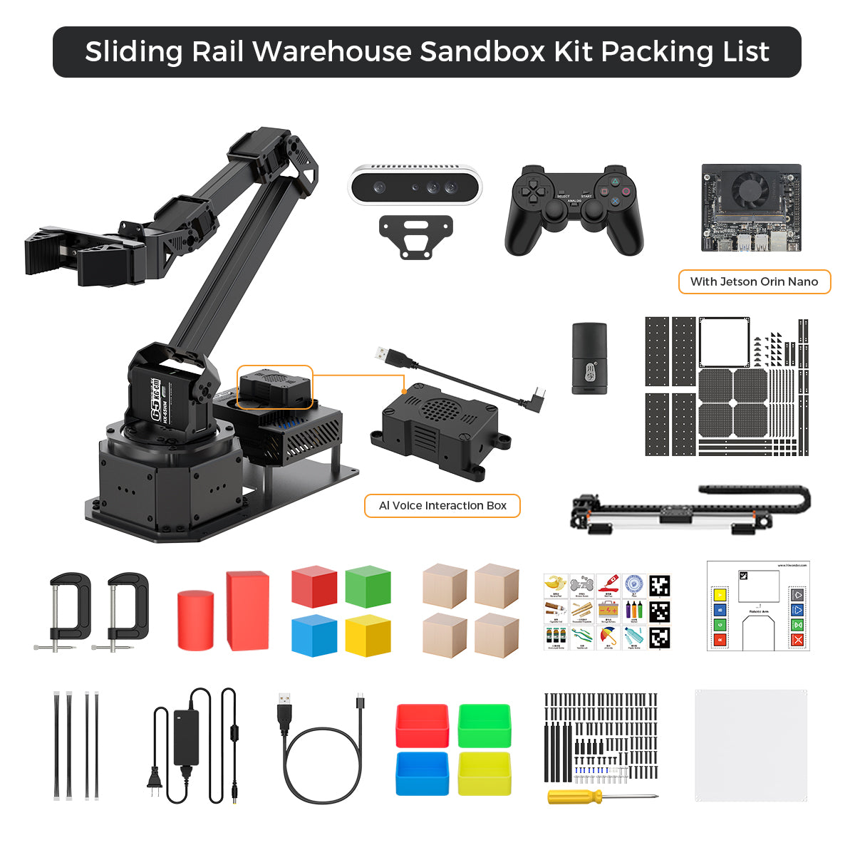 Sliding Rail Warehouse Sandbox Kit Packing List