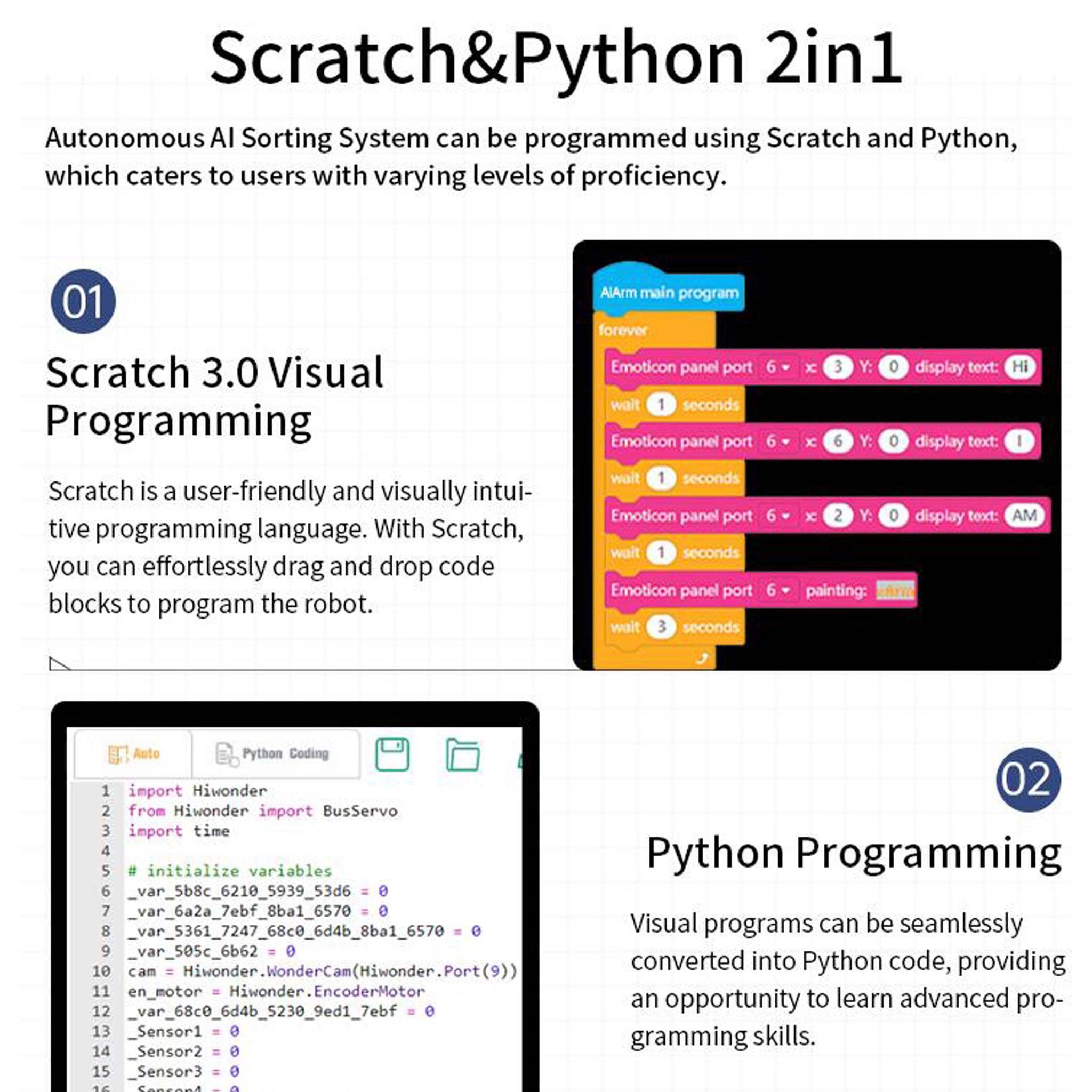 Hiwonder Autonomous Al Sorting System for Education Demonstration Support Scratch and Python