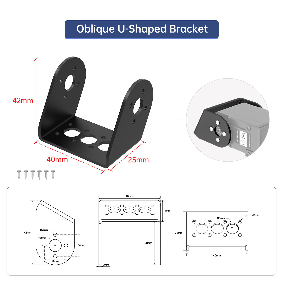 Servo Bracket Compatible with Hiwonder LX-16A Servo