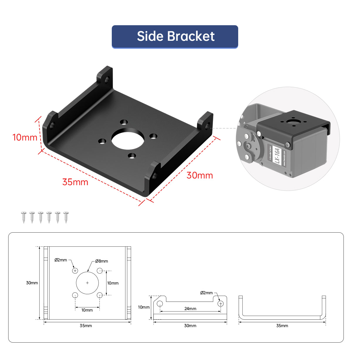 Servo Bracket Compatible with Hiwonder LX-16A Servo