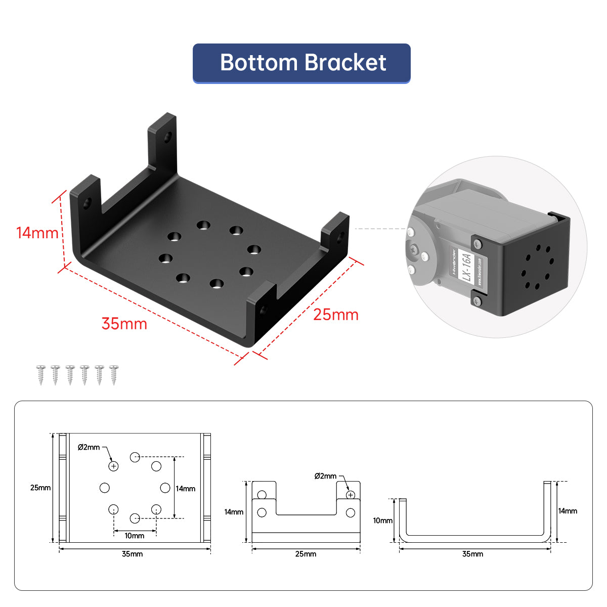 Servo Bracket Compatible with Hiwonder LX-16A Servo