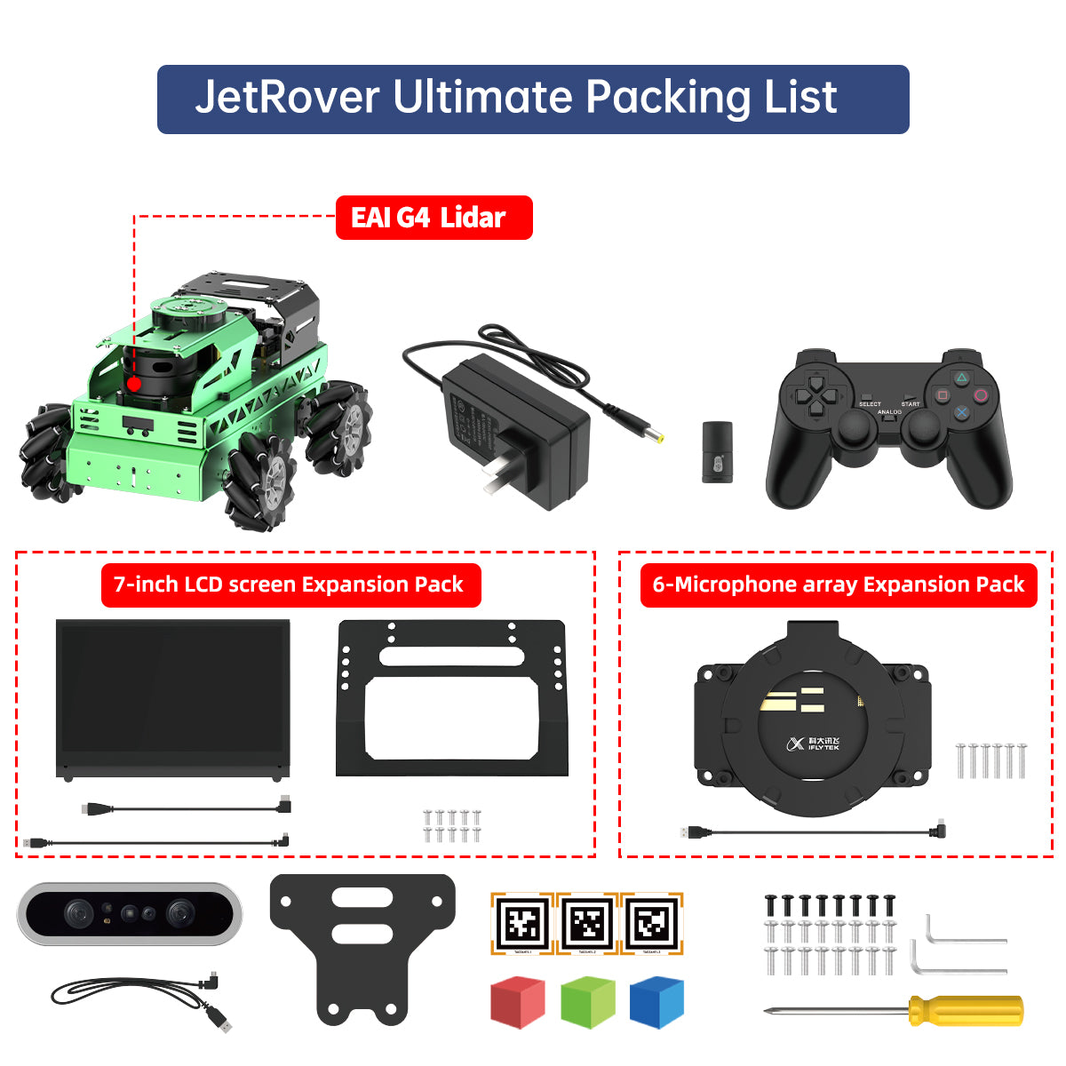 Hiwonder JetRover JETSON Robot Car with AI Vision Robotic Arm, Support ROS1 & ROS2, with Large AI Model (ChatGPT), SLAM Mapping/Navigation, AI Voice Interaction, Intelligent Sorting