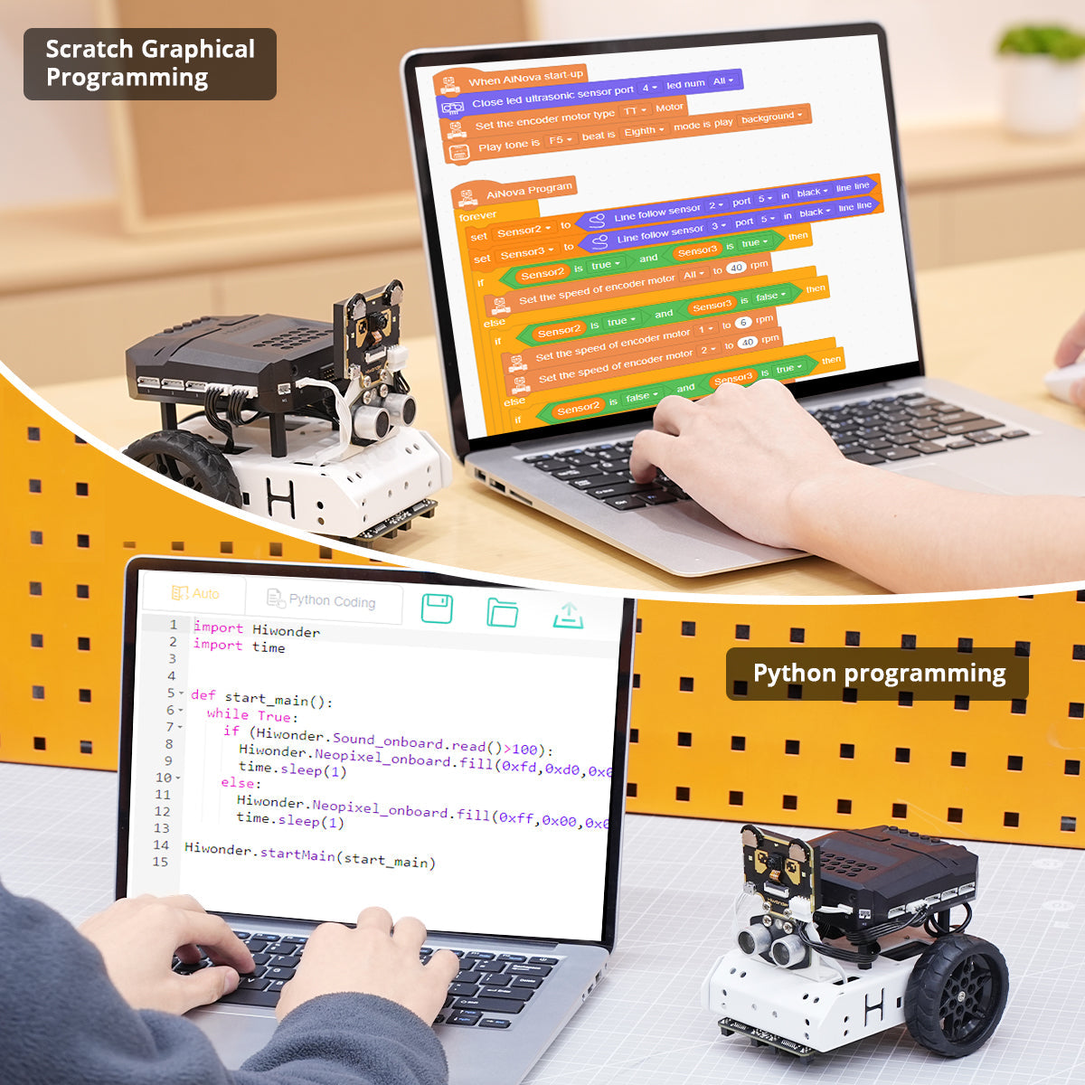 Hiwonder AiNova Intelligent Vision Robot Car Graphical Python/ Scratch Program