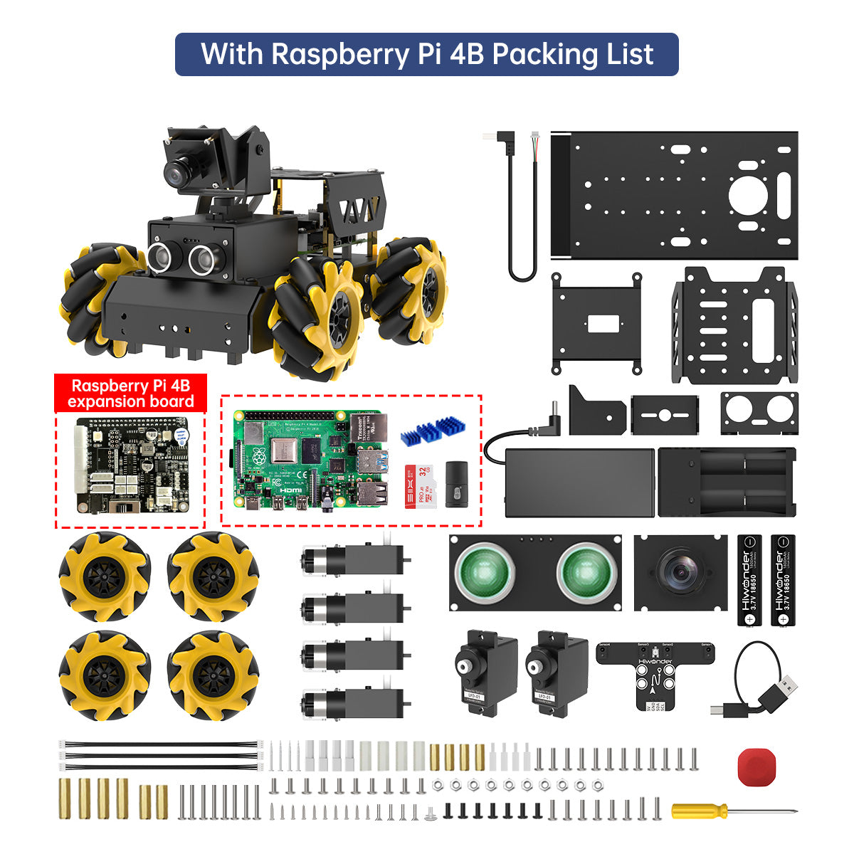 With Raspberry Pi 4B Packing List
