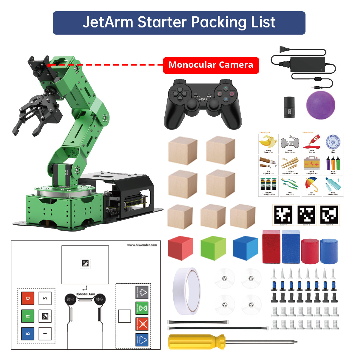 JetArm JETSON NANO Robot Arm ROS1 ROS2 Open Source Vision Recognition Program Robot