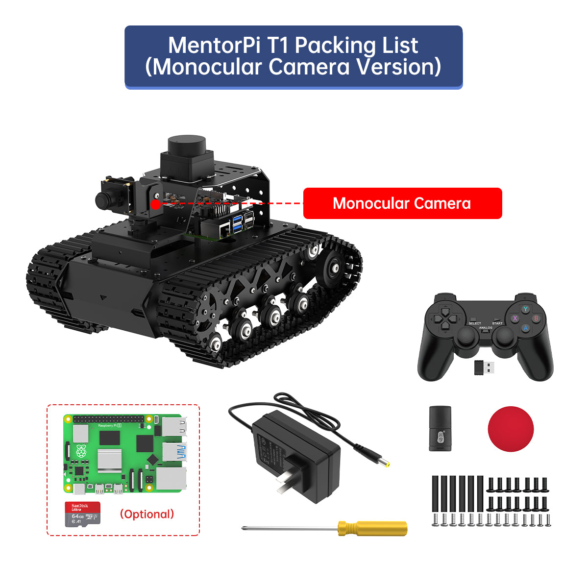 Hiwonder MentorPi T1 Raspberry Pi Robot Car – Tank Chassis, ROS2 AI Coding Robot with Large AI model ChatGPT, SLAM and Autonomous Driving